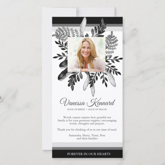 Bereavement Dark Floral Beerdigung Danke Karten (Vorderseite)