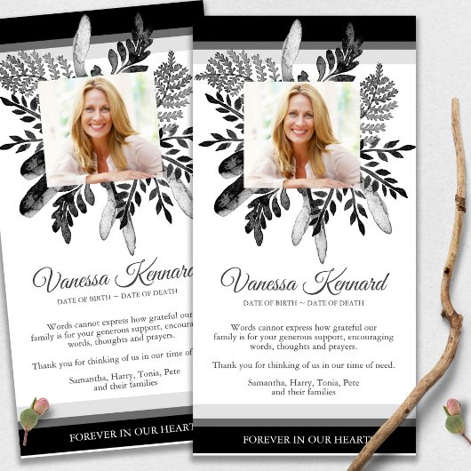 Bereavement Dark Floral Beerdigung Danke Karten