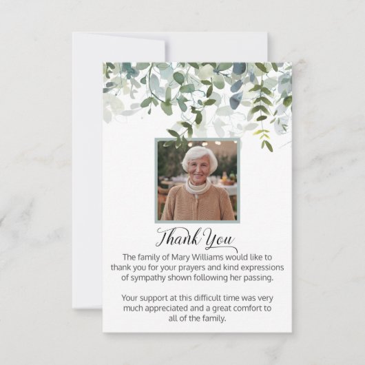 Bereavement Foto Grüne Beerdigung Danke (Vorderseite)