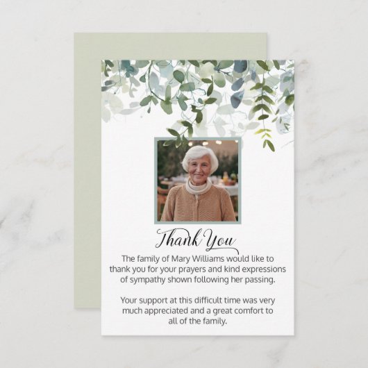Bereavement Foto Grüne Beerdigung Danke (Vorne/Hinten)