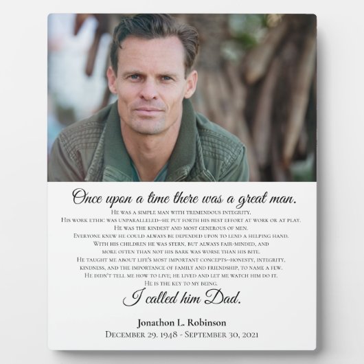 Bereavement-Gedenkstätte für Vater nannte ich ihn Fotoplatte (Vorderseite)