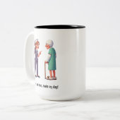 Berechtigte ältere Patienten treffen auf Bat-Wield Zweifarbige Tasse (Vorderseite Links)