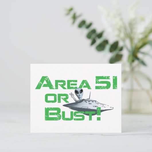 Bereich 51 oder Bust! Postkarte (Stehend Vorderseite)