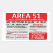 Bereich 51 Unterschrift Rechteckiger Aufkleber (Vorderseite)