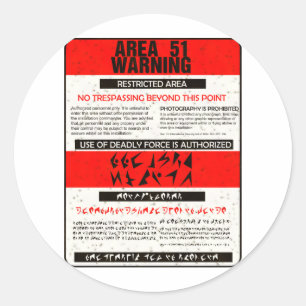 Bereich 51 Warnhinweise Runder Aufkleber