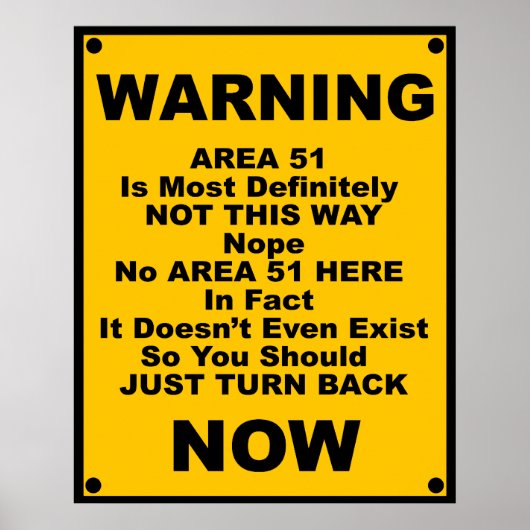 Bereich 51 ~ Warnmeldung Poster (Vorne)