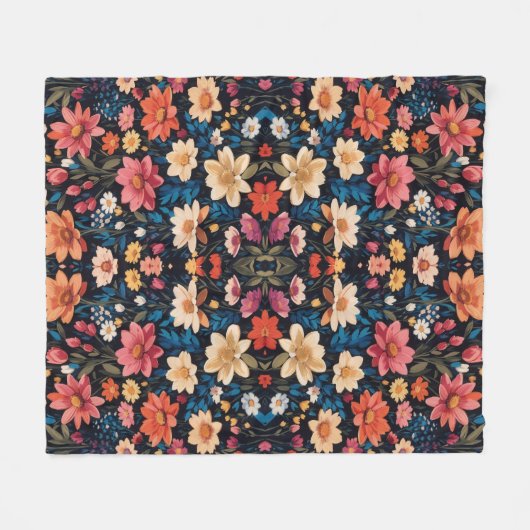 Bereich blühender Blume Nahtlose Muster-Dynamik Fleecedecke (Vorderseite (Horizontal))