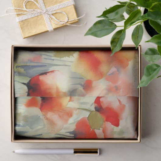 Bereich Blume-Mohn (A) Aquarell Seidenpapier (Geschenk)