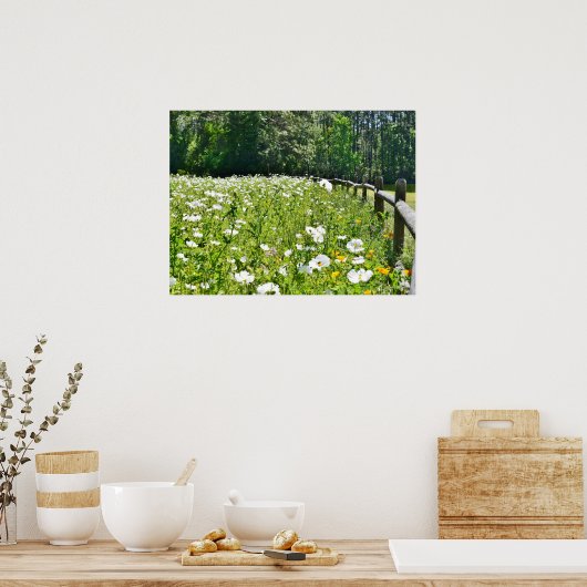 Bereich der Blume mit Eisenbahnzaun Poster (Küche)