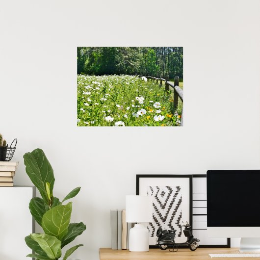 Bereich der Blume mit Eisenbahnzaun Poster (Heimbüro)