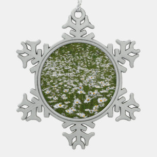 Bereich der Daisies Alaskan-Wildblumen Schneeflocken Zinn-Ornament