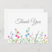 Bereich der gemischten Aquarellfarben-Wildblumen Dankeskarte (Vorne/Hinten)