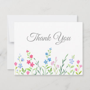 Bereich der gemischten Aquarellfarben-Wildblumen Dankeskarte