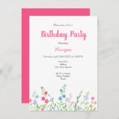 Bereich der gemischten Aquarellfarben-Wildblumen Einladung (Vorne/Hinten)