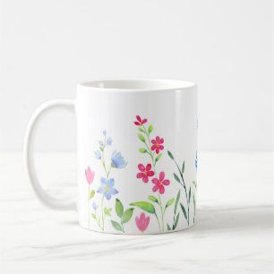 Bereich der gemischten Aquarellfarben-Wildblumen Kaffeetasse