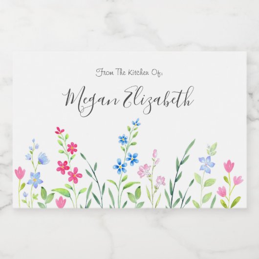 Bereich der gemischten Aquarellfarben-Wildblumen Lebensmitteletikett (Einzelnes Label)