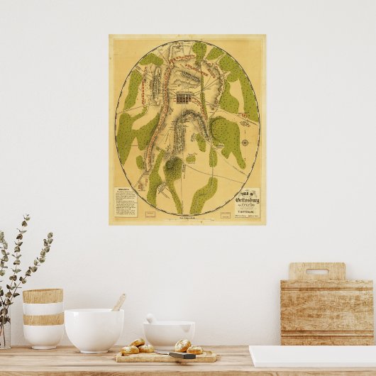 Bereich Gettysburg 1. & 3. Juli 1863 Poster (Küche)