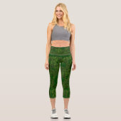 Bereich Kleeblätter Digitale Kunstmuster St Patric Capri Leggings (Vorderseite)
