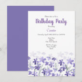 Bereich Lila Wildblumen Einladung (Vorne/Hinten)