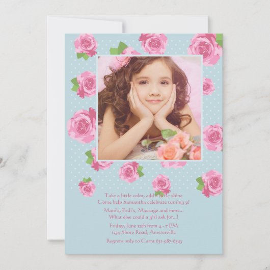 Bereich Rose Foto Einladung (Vorderseite)