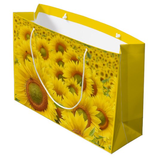 Bereich Sonnenblumen Design Geschenktasche Große Geschenktüte (Rückseite Schrägansicht)