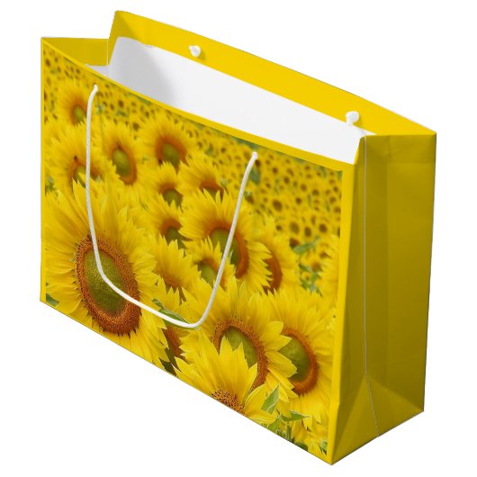 Bereich Sonnenblumen Design Geschenktasche Große Geschenktüte (Vorderseite Schrägansicht)