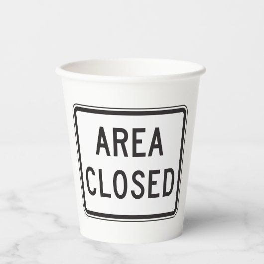 Bereich Sperrzone für Schilderwarnung Pappbecher (Vorderseite)