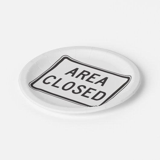 Bereich Sperrzone für Schilderwarnung Pappteller (Schrägansicht)