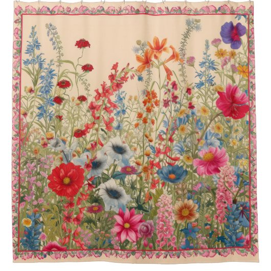 Bereich Wildblumen Duschvorhang (Vorderseite)