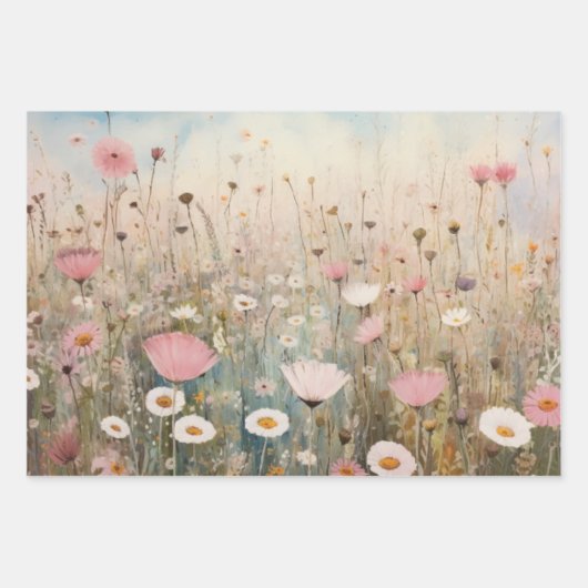 Bereich Wildblumen Umschlagpapier flaches Set von Geschenkpapier Set (Vorderseite)