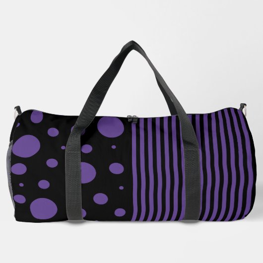 Bereiche und Streifen in Lila und schwarz Duffle Bag (Rückseite)