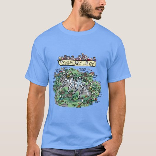 Bereisen Sie Cartoonkarte DU der Montblanc - T-Shirt (Vorderseite)