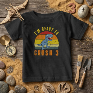 Bereit, 3 zu zermalmen - Dinosaurier-Geburtstags-S Baby T-shirt