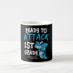 Bereit Angriff Erste Klasse Lehrer Kinder Hai Kaffeetasse