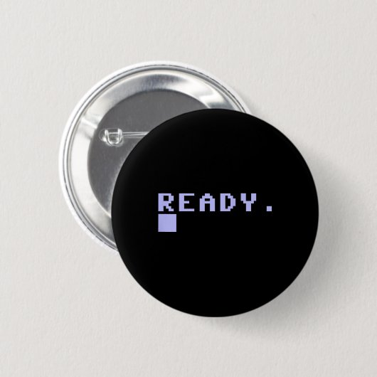 Bereit C64 Heimcomputer 80er Retro Gamer Coder Eri Button (Vorne & Hinten)