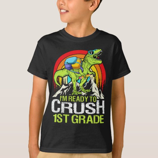 Bereit, den 1. Grad zurück zur Schule Dinosaurier  T-Shirt (Vorderseite)