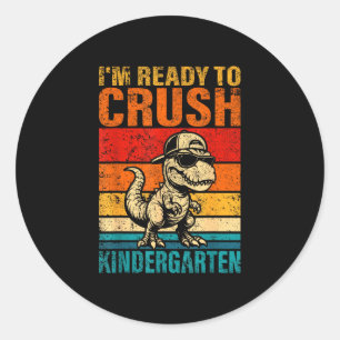 Bereit, den Kindergarten-Dinosaurier-Kindergarten  Runder Aufkleber