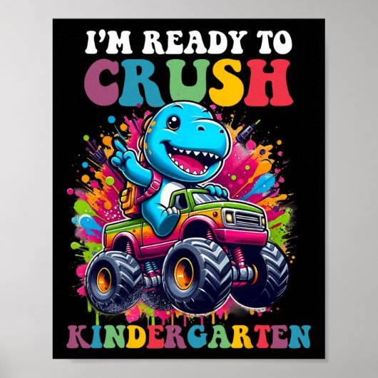 Bereit, den Kindergarten-Dinosaurier-LKW-Design zu Poster (Vorne)