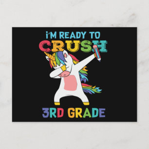 Bereit, die 3. Klasse zu rocken, süßes Einhorn für Postkarte