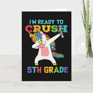 Bereit, die 5. Klasse zu rocken, süßes Einhorn für Karte