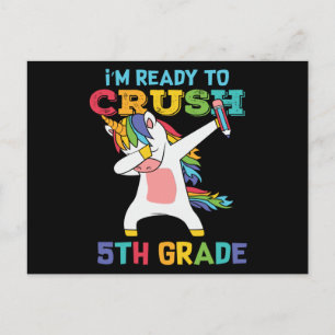 Bereit, die 5. Klasse zu rocken, süßes Einhorn Sch Postkarte