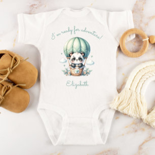 Bereit für Abenteuer Personalisierter Panda-Ballon Baby Strampler