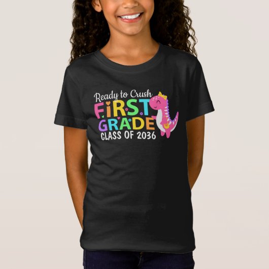Bereit für den Crush First Grade Dinosaurier T-Shirt (Vorderseite)