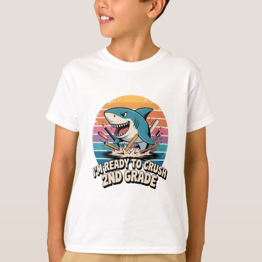 Bereit für den Crush Retro Shark Sunset der zweite T-Shirt (Vorderseite)