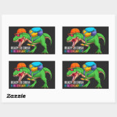 Bereit für den Kindergarten Dinosaurier Rechteckiger Aufkleber (Blatt)