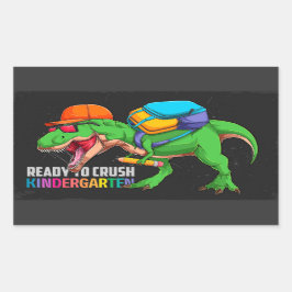 Bereit für den Kindergarten Dinosaurier Rechteckiger Aufkleber