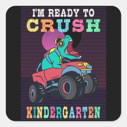 Bereit für den Kindergarten Quadratischer Aufkleber (Vorderseite)