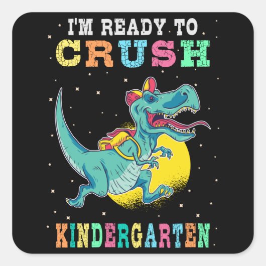 Bereit für den Kindergarten Quadratischer Aufkleber (Vorderseite)