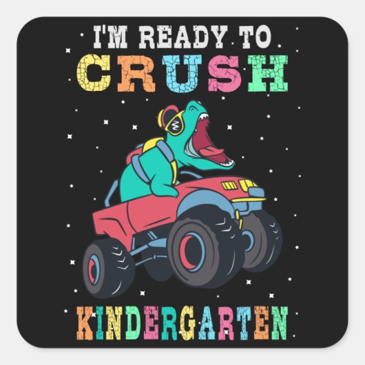 Bereit für den Kindergarten Quadratischer Aufkleber (Vorderseite)