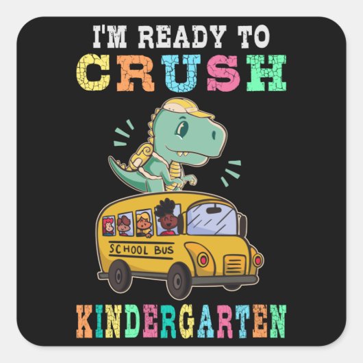 Bereit für den Kindergarten Quadratischer Aufkleber (Vorderseite)